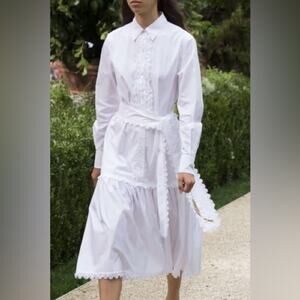 Tory Burch Scalloped Cotton Shirt Dress
